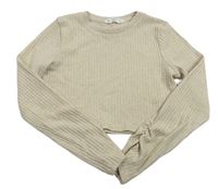 Béžové žebrované úpletové crop triko Matalan