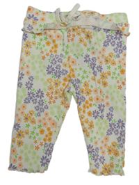 Bílo-barevné květované žebrované legíny M&S
