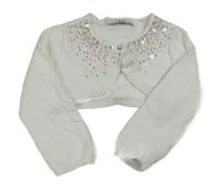 Bílé propínací svetrové bolerko s flitry George