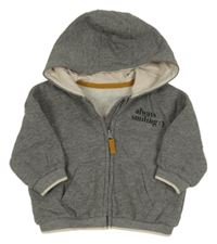 Šedá melírovaná propínací mikina s kapucí George