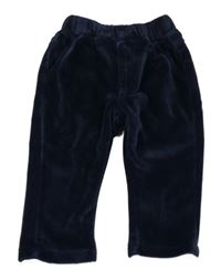 Tmavomodré plyšové tepláky 