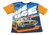 Modro-oranžové tričko s autem 