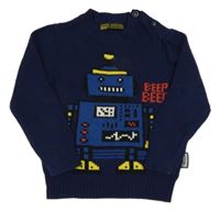 Tmavomodrý svetr s robotem 