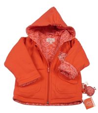 Nové - červený zateplený teplákový kabátek s kapucí 