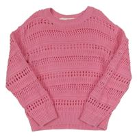 Růžový perforovaný svetr H&M