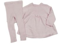 2 set - světlerůžová úpletová tunika + světlerůžové žebrované legíny Nutmeg