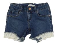 Tmavomodré riflové kraťasy s krajkou Name it