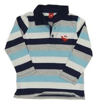 Šedo-modro-tmavomodré pruhované polo triko Kiki&Koko