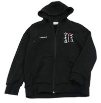 Černá propínací mikina s výšivkou a kapucí 