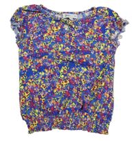 Fialovo-žlutý vzorovaný lehký top 