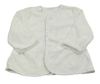 Bílá sametová propínací mikina s mašličkami 