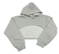 Světlešedá melírovaná crop sportovní mikina s kapucí shein