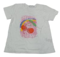 Bílé tričko s třešněmi kids