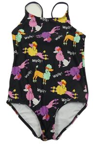Černé jednodílné plavky s barevnými pudlíky H&M