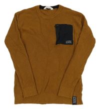 Hnědý svetr s černou kapsou H&M