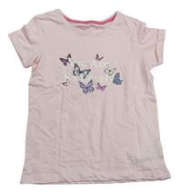 Světlerůžové tričko s motýly a nápisem Primark