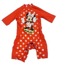 Červený puntíkatý UV overal s Minnie Mothercare