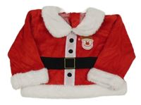 Červeno-bílá sametová mikina s kožešinou - Santa