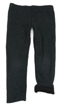 Tmavošedé melírované zateplené legíny Pocopiano