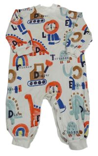 Bílý teplákový overal s obrázky a nápisy George