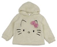 Smetanová třpytivá chlupatá mikina s Hello Kitty a kapucí Nutmeg