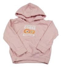 Světlerůžová mikina s lvíčky a kapucí 