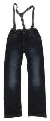 Tmavomodré rifle s kšandami Charles Vögele