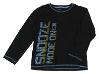 Černé pyžamové triko s nápisy 