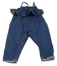 Tmavomodrý riflový kalhotový overal s volánkem Next