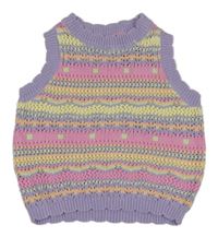 Lila-barevná vzorovaná svetrová perforovaná vesta Matalan