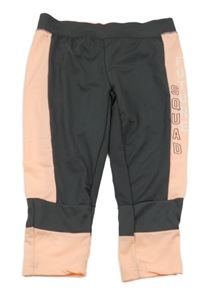 Antarcitovo-růžové sportovní crop legíny s nápisy Ergeenomixx