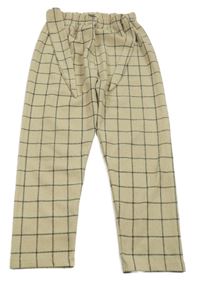 Béžovo-černé kostkované lehké kalhoty s páskem Primark