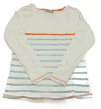 Bílo-světlemodro-oranžové pruhované triko Alive