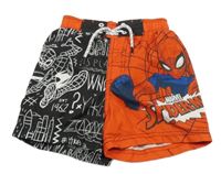 Červeno-černé plážové kraťasy se Spidermanem Tu