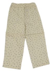 Béžovo-lila květované plátěné kalhoty H&M