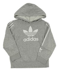 Světlešedá mikina s logem a kapucí Adidas
