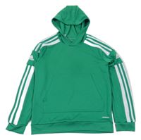 Zeleno-bílá sportovní funkční mikina s pruhy a kapucí Adidas