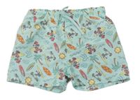 Mintové plážové kraťasy s Mickeym a Minnie H&M