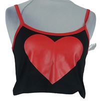 Dámský černo-červený crop top se srdíčkem JawBreaker 