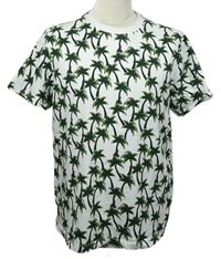 Pánské bílo-khaki tričko s palmami Primark 