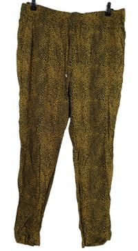 Dámské béžovo-černé vzorované lehké kalhoty zn. M&S