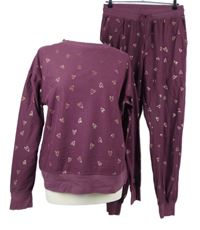 Dámské vínové srdíčkované pyžamo Next 