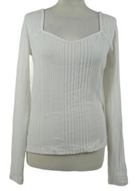 Dámské bílé žebrované úpletové triko 