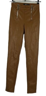 Dámské medové koženkové tregíny se zipy FB Sister 