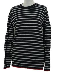 Pánský černo-šedý pruhovaný svetr Kronstadt 