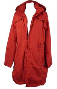 Dámský červený šusťákový jarní kabát s kapucí Tchibo 