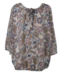 Dámská červeno-modrá květovaná šifonová halenka Cool Code 