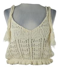 Nové - Dámský béžový háčkovaný crop top Pull&Bear 