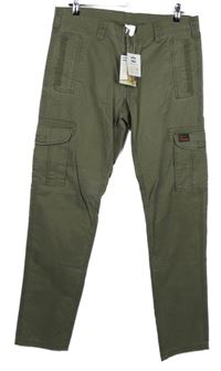 Nové - Pánské khaki cargo kalhoty s kapsami vel. 36/34