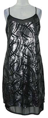 Dámské černo-stříbrné flitrové šaty Atmosphere 